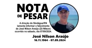 Nota de pesar por José Nilson Araújo